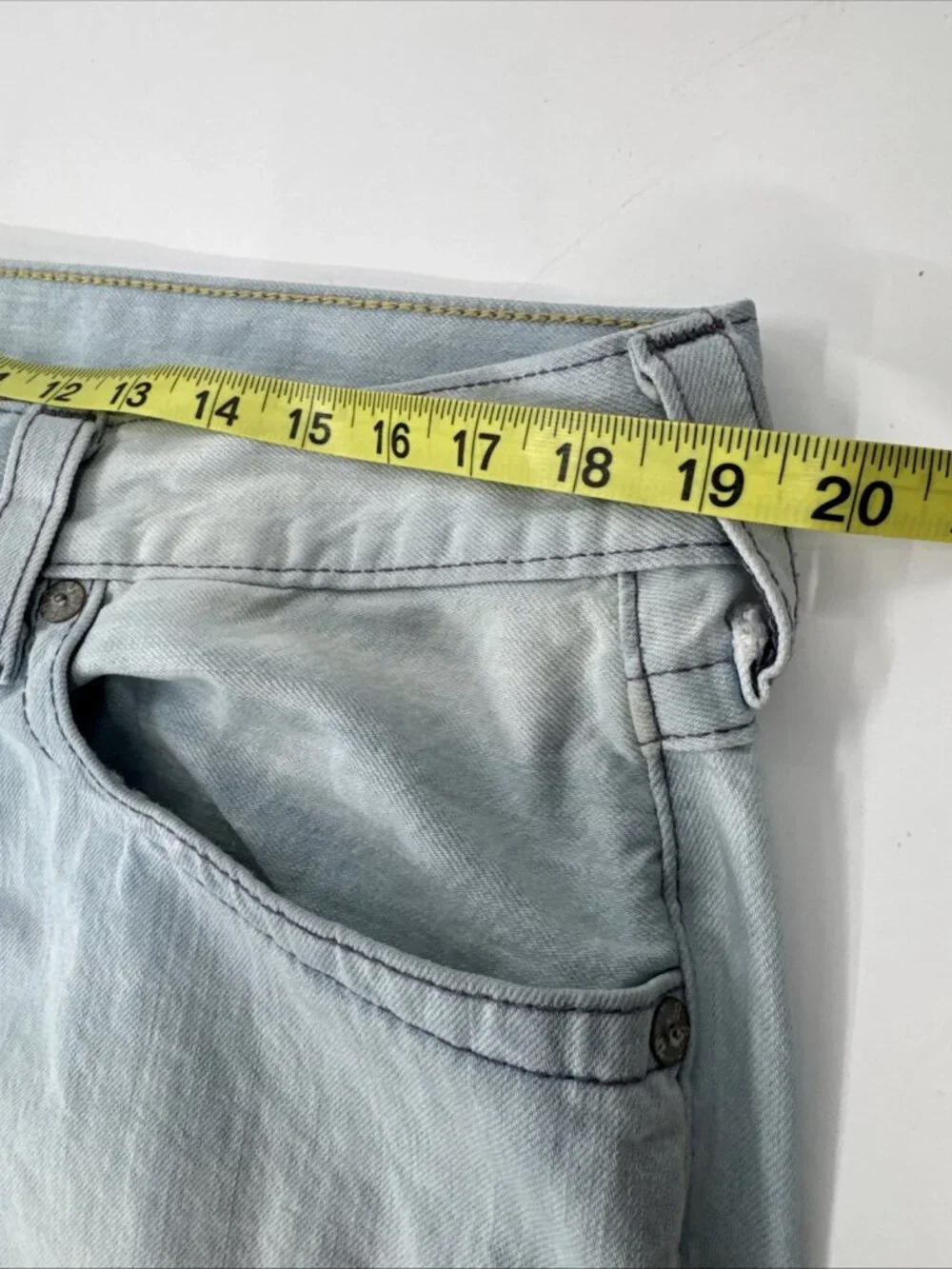True Religion Jeans Mens 38x34 Ricky Light Blue Denim Distressed Flap Pockets